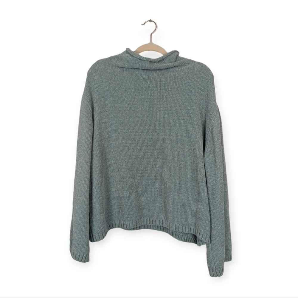 Eloquii Green Knit Long Sleeve Mock Neck Sweater